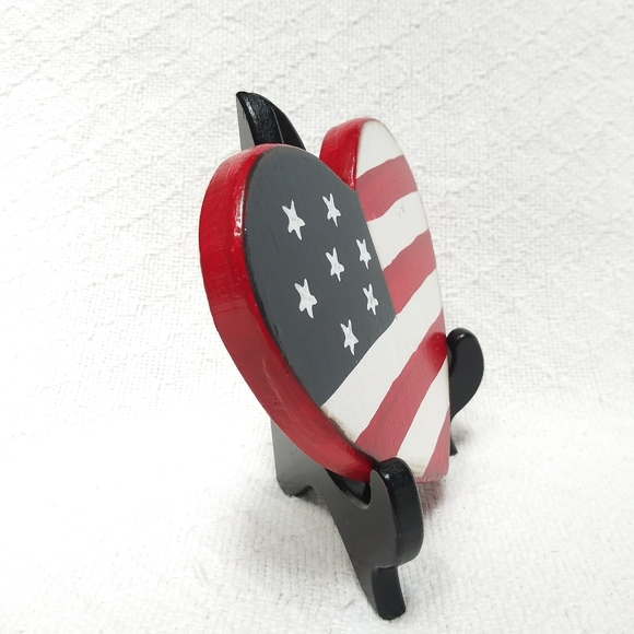 Wooden American Flag Heart Wall Hanging Decor - Picture 3 of 6